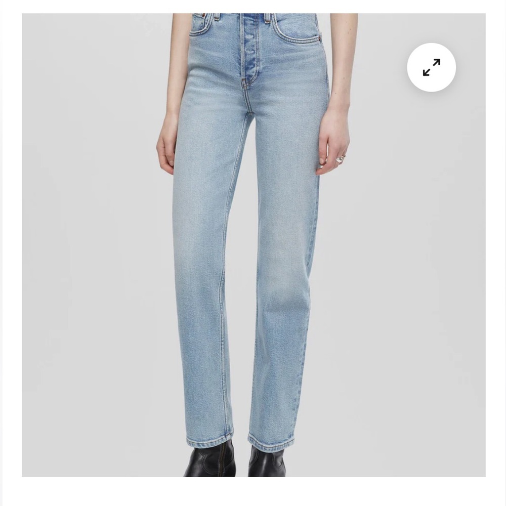 Re/Done 70s stove pipe jeans in ripped tide.